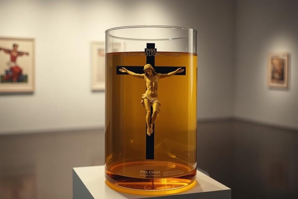 Instalacja artystyczna Piss Christ Andresa Serrano - najdziwniejsze instalacje artystyczne