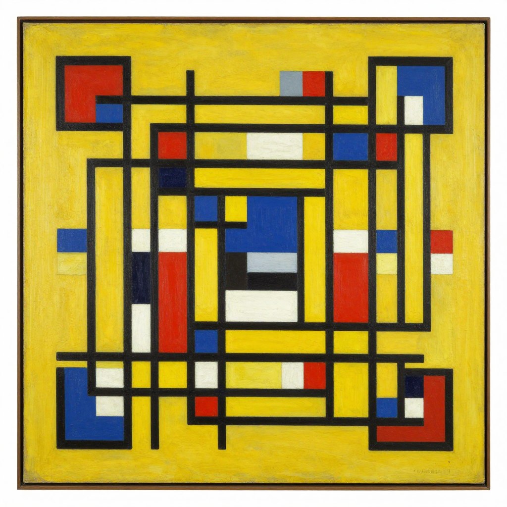 Broadway Boogie Woogie Piet Mondrian geometryczna abstrakcja kolorowe linie