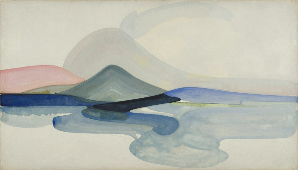 Mountains and Sea Helen Frankenthaler soak-stain technika akwarela