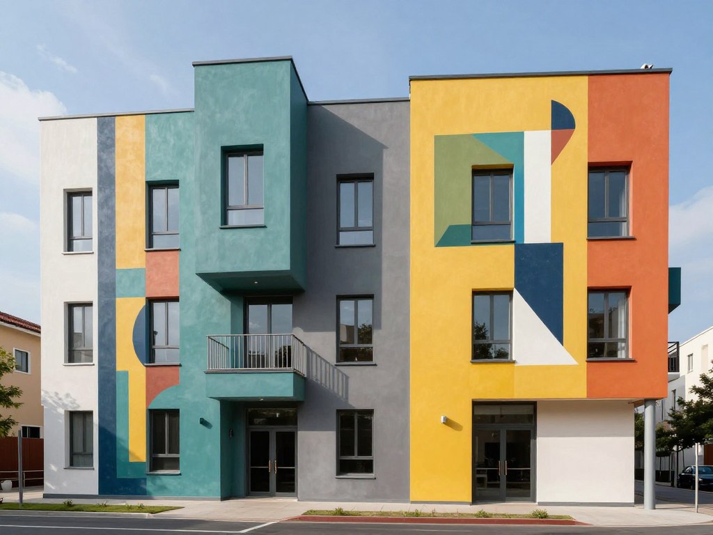 architektura abstrakcyjna nowoczesne budynki kolorowe fasady